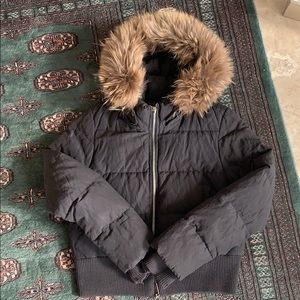 Vince Goose Down Puffer with Fox Fur Hood